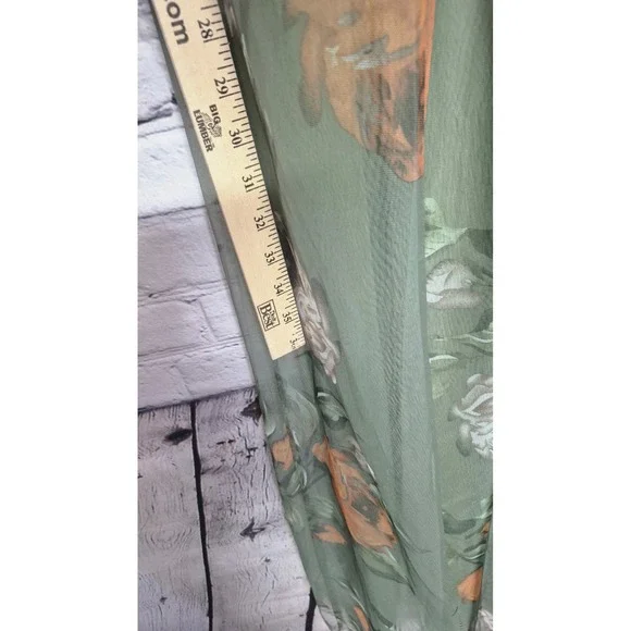 Baltic Born Layla Tulle Maxi Sage Green Floral Mesh Maxi Dress Medium - Picture 9 of 12